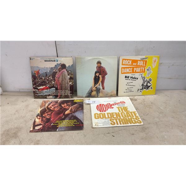 Vintage Vinyl Records: Woodstock, Sonny and Cher, Bill Haley, The Monkees