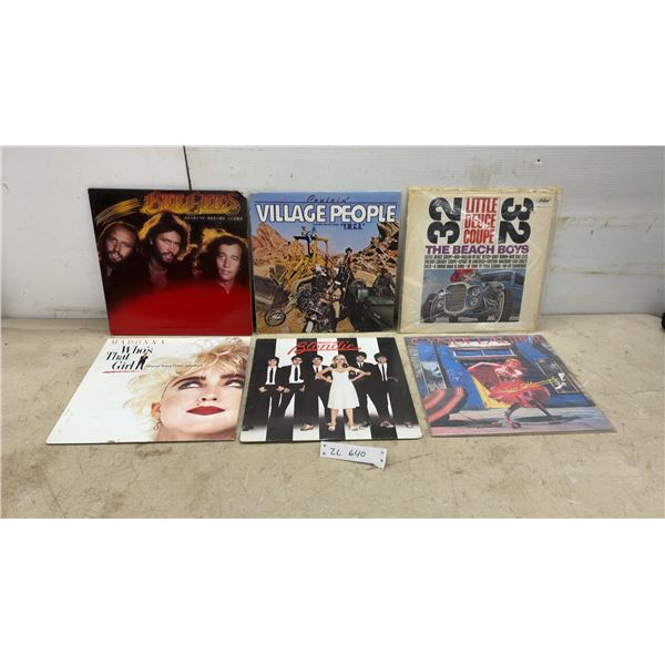 6 Vinyl Records Including Bee Gees, Village People, Beach Boys, Madonna, Blondie