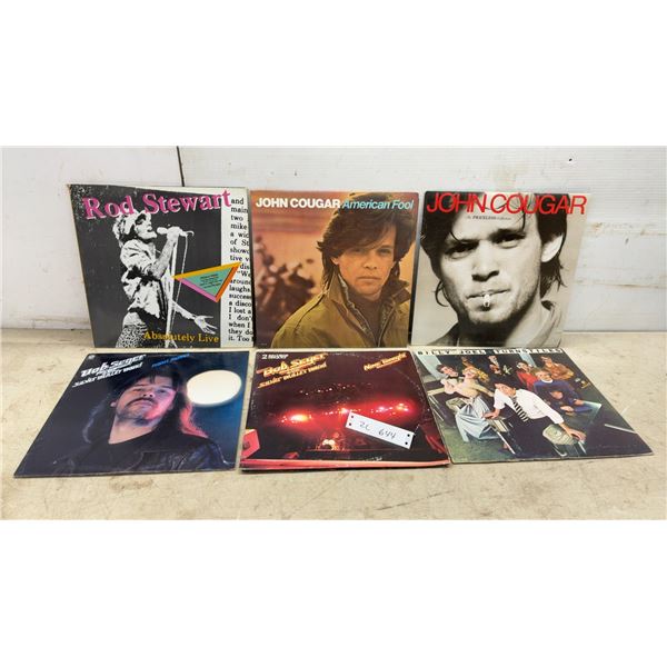 Rod Stewart, John Cougar, Bob Seger, and Billy Joel Vinyl Record LP Albums