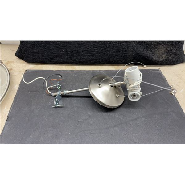 2 Semi-Flush Mount Ceiling Light with Brushed Nickel Frame and Frosted Swirled Glass Shade, 14”