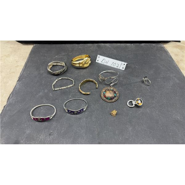Fashion Jewelry, 7 Bracelets, Ring, 2 Pins and Vintage Wolf Cubs Pin