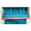 Image 7 : Wooden Multi-Tiered Jewelry Chest with Brass Hardware and Blue Embossed Jewelry Box