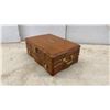 Image 8 : Wooden Multi-Tiered Jewelry Chest with Brass Hardware and Blue Embossed Jewelry Box