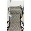 Image 3 : Pair of Rio Gear Smart Zero Gravity Reclining Chairs, Gray Leaf Pattern Textilene Fabric, New with