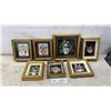 Image 1 : Seven Framed Shell Art Floral Arrangement Pictures in Gilt Frames, Largest 7 1/2 × 7 1/2”