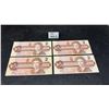 Image 1 : Four Canadian 1986 Two-Dollar Banknotes