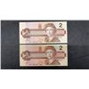 Image 2 : Four Canadian 1986 Two-Dollar Banknotes