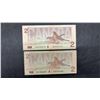Image 3 : Four Canadian 1986 Two-Dollar Banknotes