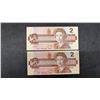 Image 4 : Four Canadian 1986 Two-Dollar Banknotes