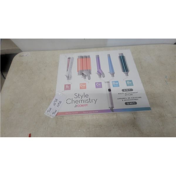 Conair Style Chemistry 5-in-1 Multi-Attachment Styler: Flat Iron, Waver, Curling Iron, and Brush