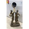 Image 6 : Bronze-Tone Two-Figure Clock with Basket of Fruit 28” Tall
