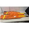 Image 1 : Orange Firefighter Overalls with Yellow Reflective Strips 48” from Cuff to middle of the Bib