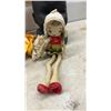 Image 5 : Two Carved Wood Elephant Bookends, Harlequin Doll, Black Doll Head, and Small Cloth Doll