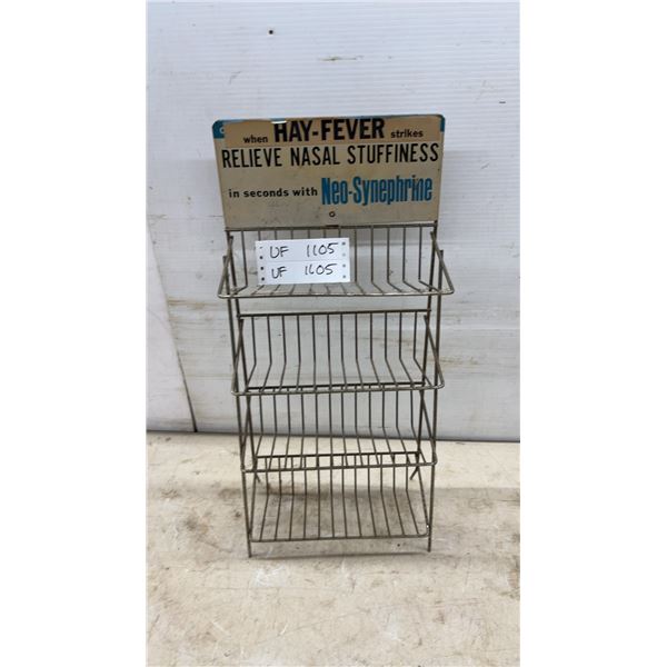 Vintage Neo-Synephrine Hay-Fever Countertop Display Rack
