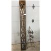 Image 1 : “Welcome” Wood Sign, 81”, and Metal Pinecone Tree, 42”