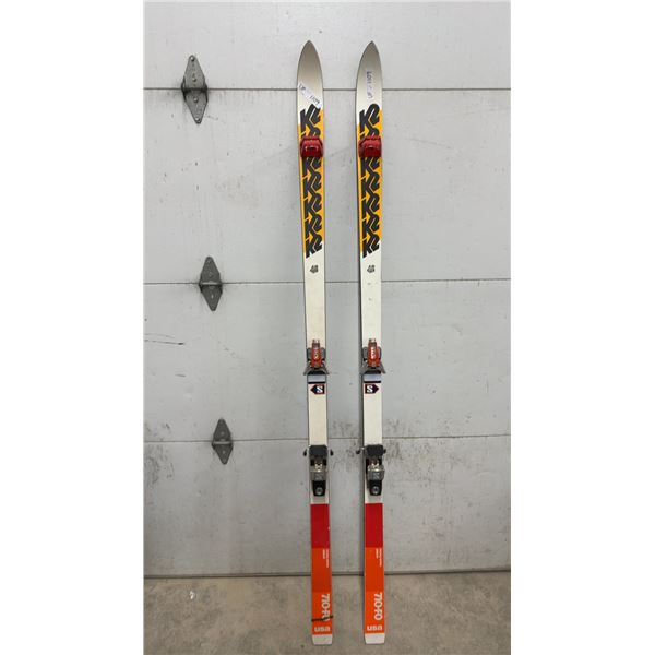 Pair of K2 710 Slalom Racing Series Skis with Salomon S727 Bindings and Ski Brakes