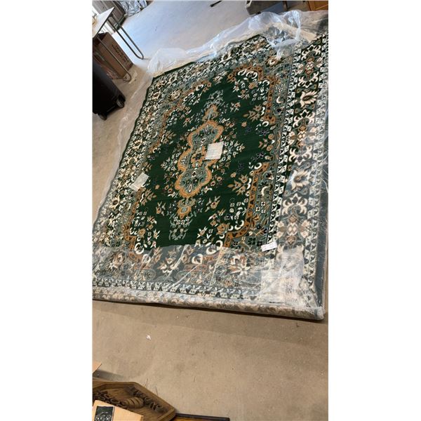 Green and Gold Floral Pattern Area Rug 128 × 94