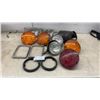 Image 1 : Assorted Vehicle Lights & Accessories: 2 Headlights, 2 Amber Lenses, 2 Clear Spotlights, 1 Red Lens