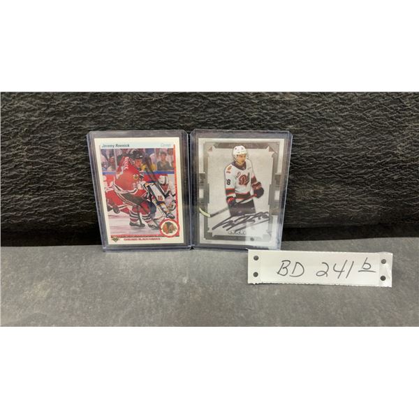 Connor Bedard and Jeremy Roenick Autographed Chicago Blackhawks Rookie Cards