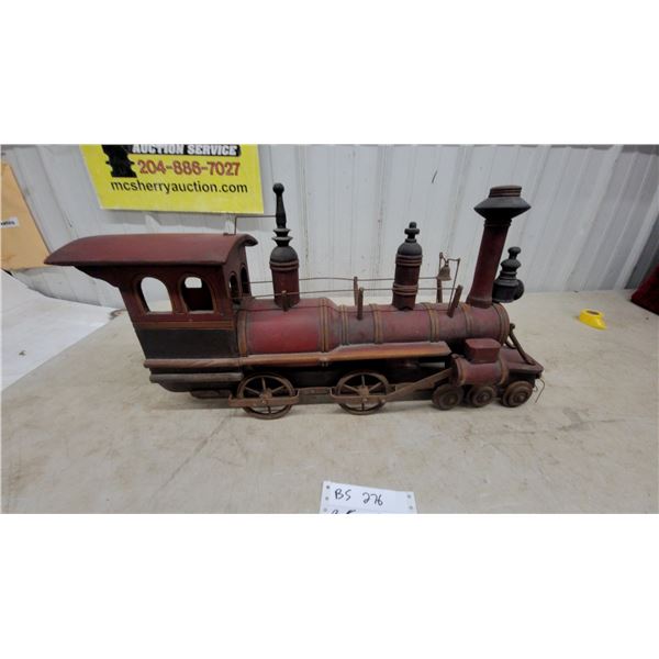 Large-Scale Model Train Engine, Red and Black, with Wheels, Bell, and Whistle 26” long