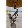 Image 4 : Table Lamp with Woven Shade and Two Bird Figurines 35” tall