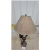 Image 7 : Table Lamp with Woven Shade and Two Bird Figurines 35” tall