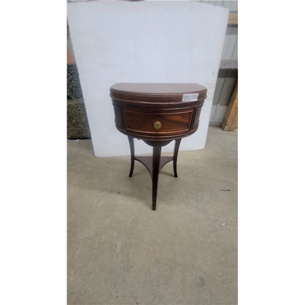 Demi-Lune Side Table with Single Drawer 28”×14”×18”