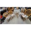 Image 1 : Rattan and Glass Dining Table with 6 Rattan Chairs with Floral Cushions