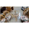 Image 3 : Rattan and Glass Dining Table with 6 Rattan Chairs with Floral Cushions