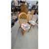 Image 4 : Rattan and Glass Dining Table with 6 Rattan Chairs with Floral Cushions