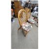 Image 5 : Rattan and Glass Dining Table with 6 Rattan Chairs with Floral Cushions