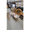 Image 6 : Rattan and Glass Dining Table with 6 Rattan Chairs with Floral Cushions