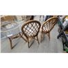 Image 8 : Rattan and Glass Dining Table with 6 Rattan Chairs with Floral Cushions