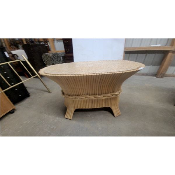 Rattan and Bamboo Oval Table Base with Braided Detail
