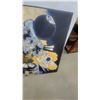 Image 4 : C.M. Nesbitt '70 Abstract Painting with Blue, Yellow, and White Geometric Forms 49”×37”