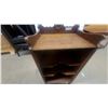 Image 3 : Antique Oak 3-Tier Record Cabinet with Carved Laurel Wreath and Brass Studs