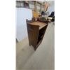 Image 5 : Antique Oak 3-Tier Record Cabinet with Carved Laurel Wreath and Brass Studs