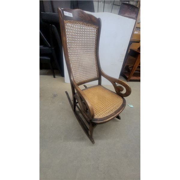 Cane and Wood Rocking Chair