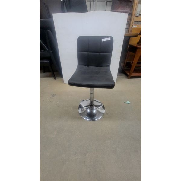 Black Faux Leather Adjustable Swivel Bar Stool with Chrome Base and Footrest