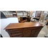 Image 2 : Dark Wood Dresser and Chest of Drawers with Oval and Chevron Inlay, Brass Hardware 40”×65”×18”