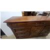 Image 3 : Dark Wood Dresser and Chest of Drawers with Oval and Chevron Inlay, Brass Hardware 40”×65”×18”