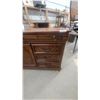 Image 4 : Dark Wood Dresser and Chest of Drawers with Oval and Chevron Inlay, Brass Hardware 40”×65”×18”