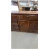 Image 5 : Dark Wood Dresser and Chest of Drawers with Oval and Chevron Inlay, Brass Hardware 40”×65”×18”