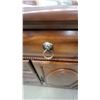 Image 6 : Dark Wood Dresser and Chest of Drawers with Oval and Chevron Inlay, Brass Hardware 40”×65”×18”