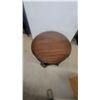 Image 2 : Round Wood Side Table with Lower Shelf and Brass Ring Pulls