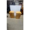 Image 1 : Pair of Light Wood Nightstands with Drawer and Cabinet, Each with Metal Pulls 28”×15”×16”