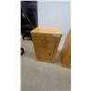 Image 3 : Pair of Light Wood Nightstands with Drawer and Cabinet, Each with Metal Pulls 28”×15”×16”