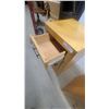 Image 6 : Pair of Light Wood Nightstands with Drawer and Cabinet, Each with Metal Pulls 28”×15”×16”