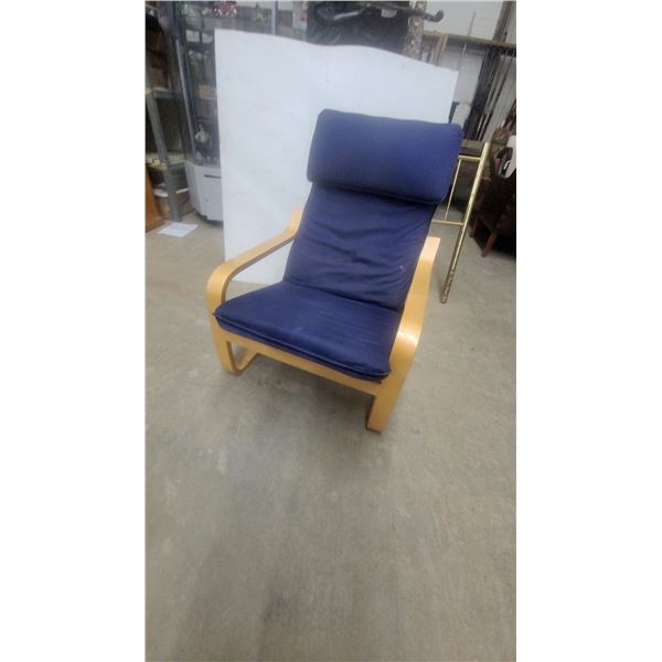 IKEA Poäng Armchair with Blue Cushion