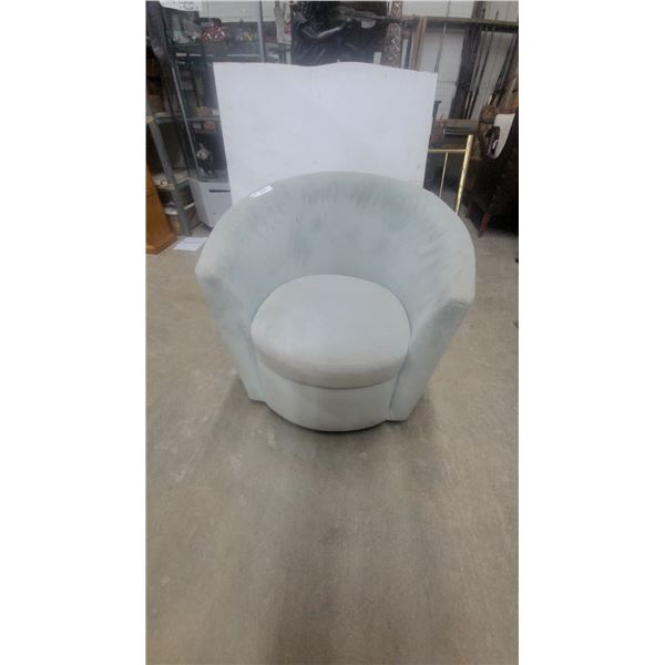 Light Blue Barrel Chair swivels